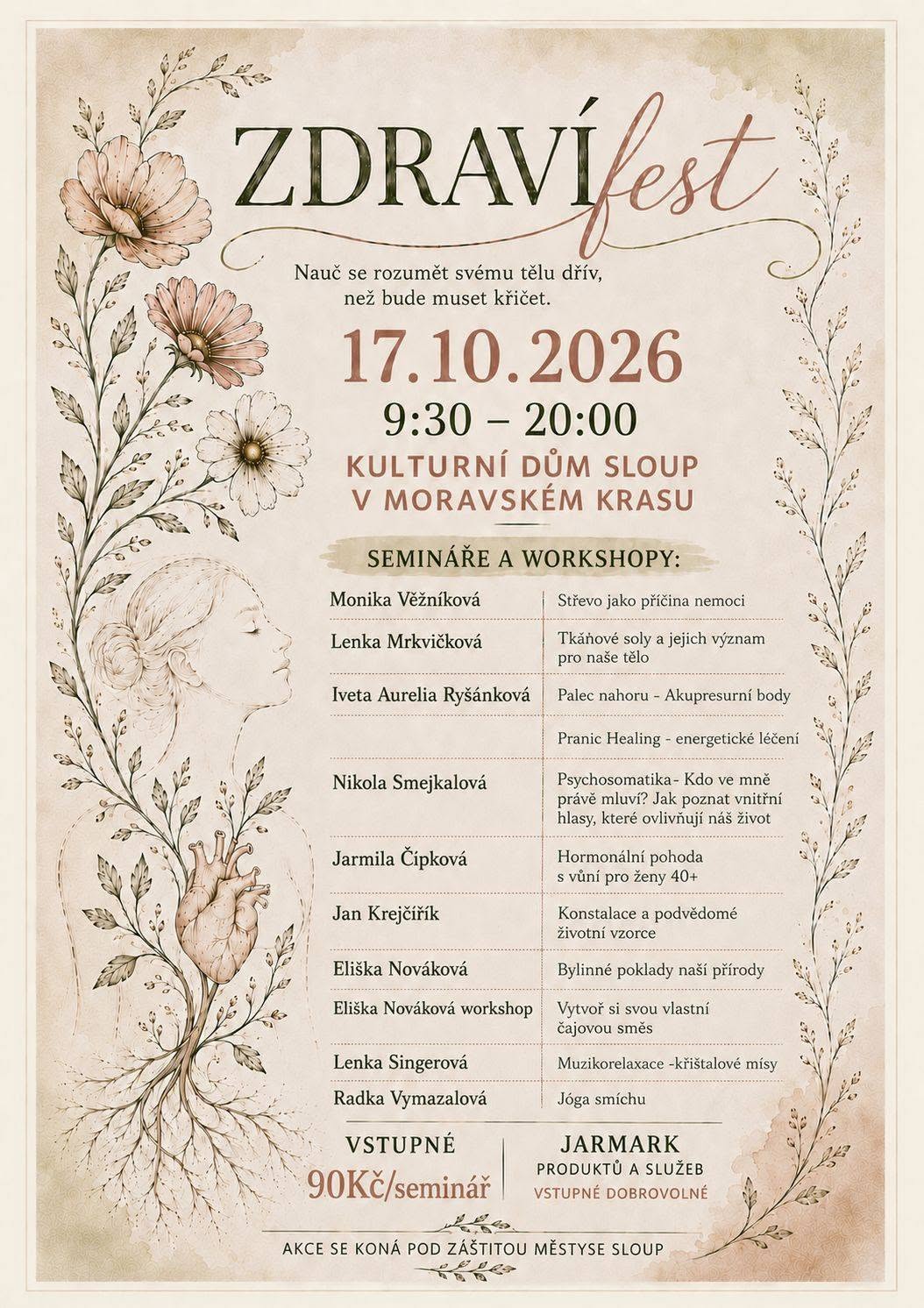 Plakát Zdravífest 2026 – Kulturní dům Sloup v Moravském krasu