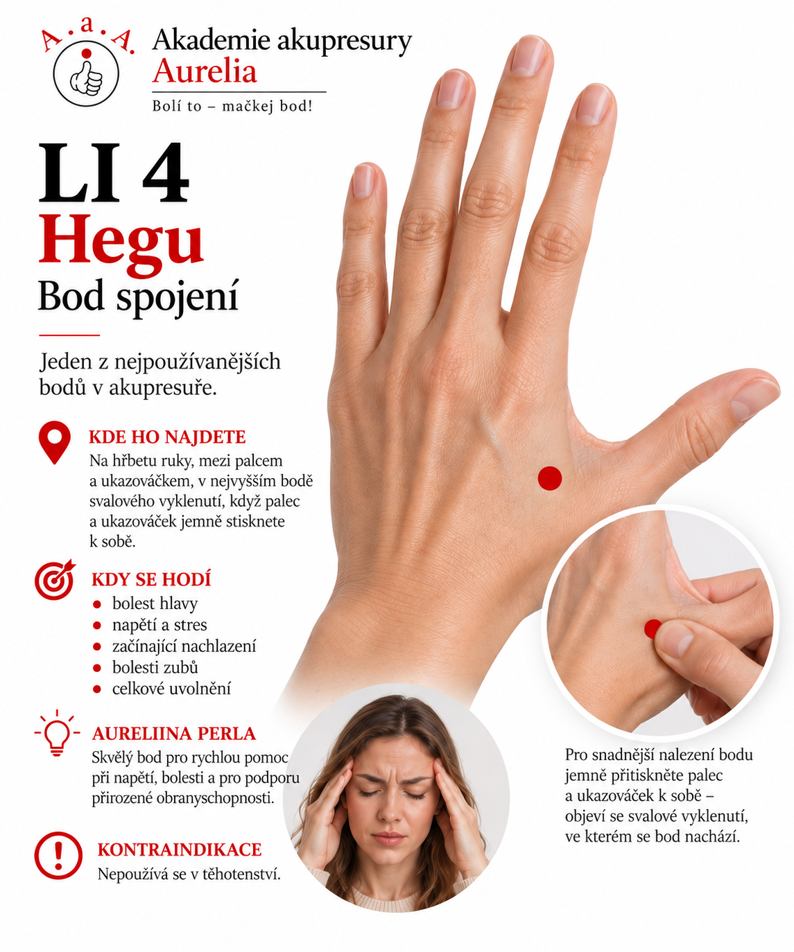 Akupresurní bod LI4 Hegu – bod spojení