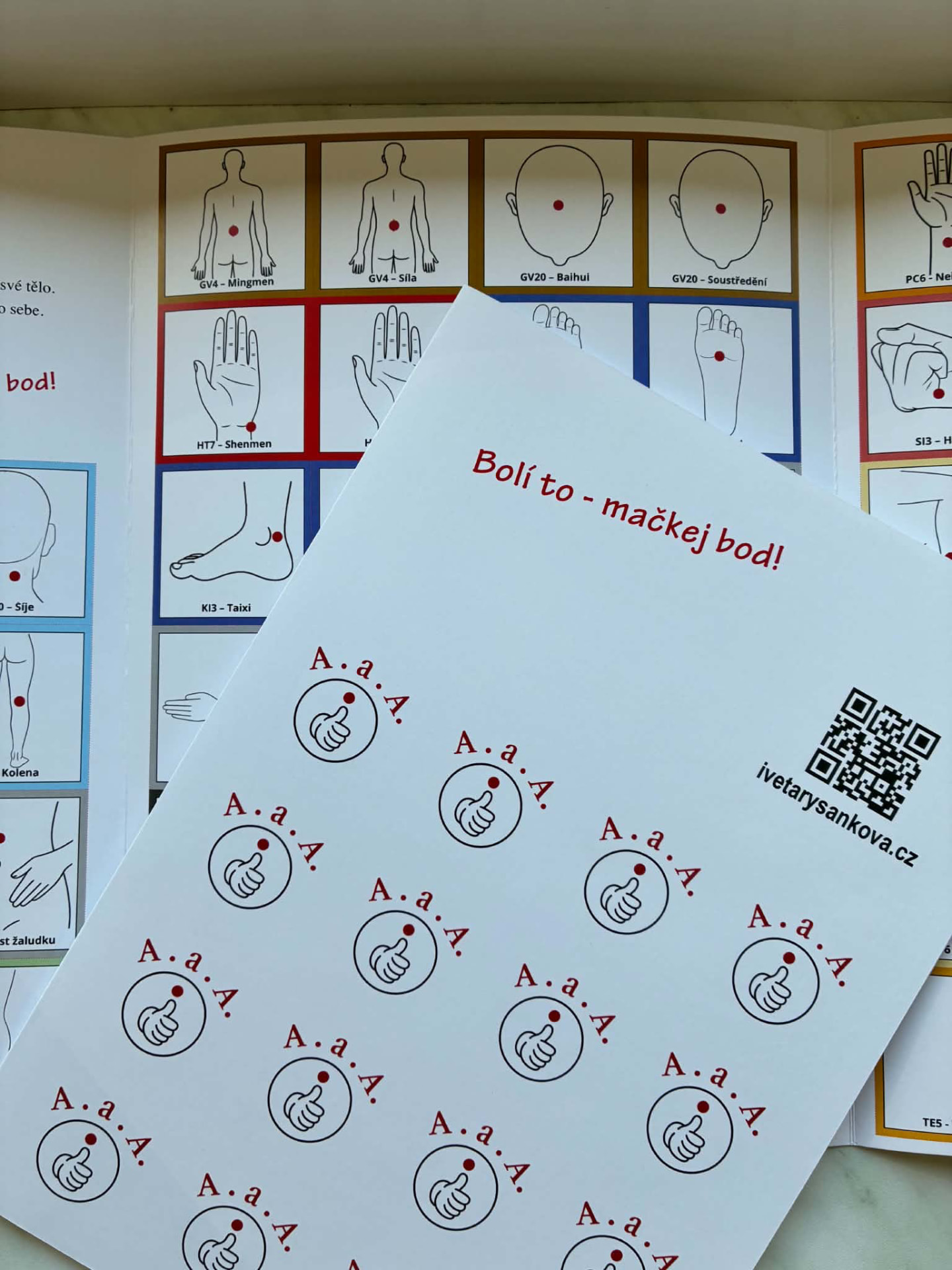 Otevřené Akupresurní pexeso s QR kódem a přehledem bodů na těle